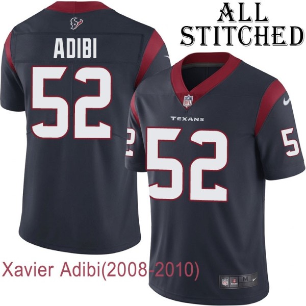 Navy Home Embroidered Xavier Adibi Jersey Houston Texans #52 Stitched Jerseys