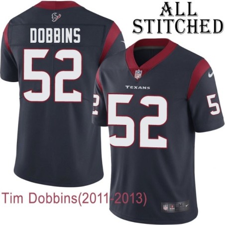 Navy Home Embroidered Tim Dobbins Jersey Houston Texans #52 Stitched Jerseys