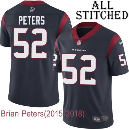 Navy Home Embroidered Brian Peters Jersey Houston Texans #52 Stitched Jerseys