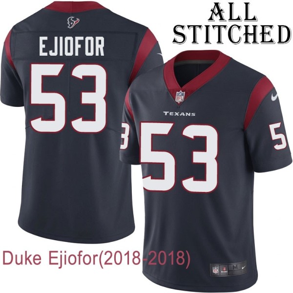 Navy Home Embroidered Duke Ejiofor Jersey Houston Texans #53 Stitched Jerseys