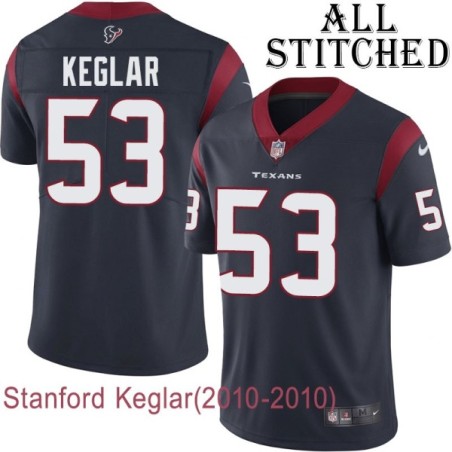 Navy Home Embroidered Stanford Keglar Jersey Houston Texans #53 Stitched Jerseys