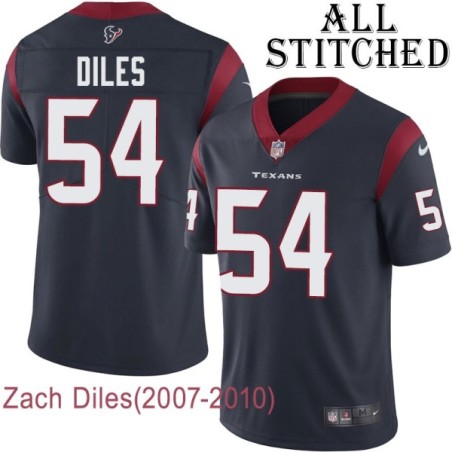 Navy Home Embroidered Zach Diles Jersey Houston Texans #54 Stitched Jerseys
