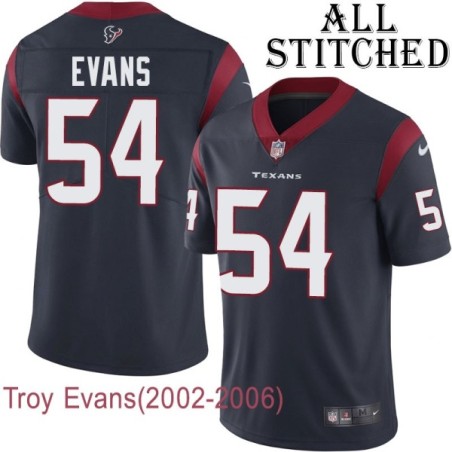 Navy Home Embroidered Troy Evans Jersey Houston Texans #54 Stitched Jerseys