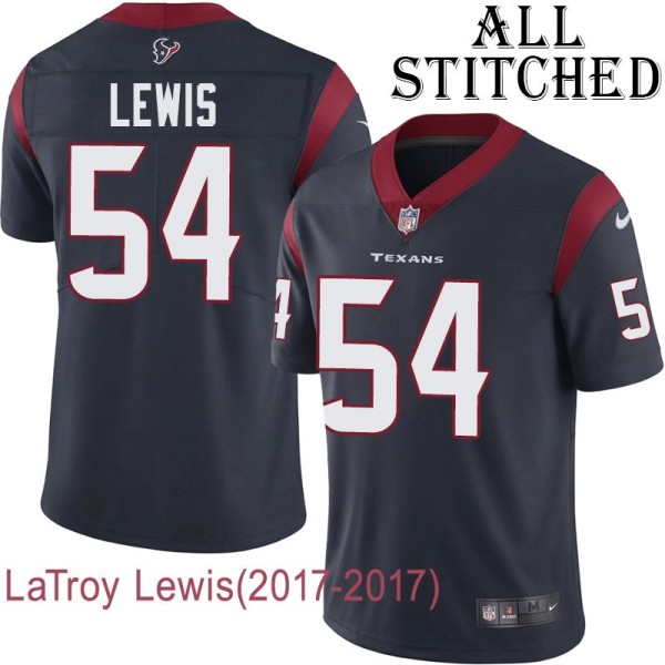 Navy Home Embroidered LaTroy Lewis Jersey Houston Texans #54 Stitched Jerseys