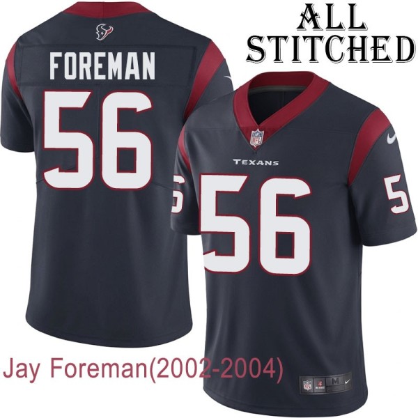 Navy Home Embroidered Jay Foreman Jersey Houston Texans #56 Stitched Jerseys