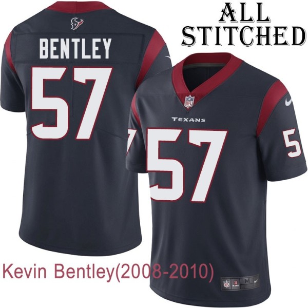 Navy Home Embroidered Kevin Bentley Jersey Houston Texans #57 Stitched Jerseys