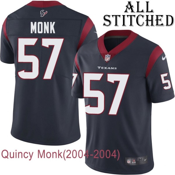 Navy Home Embroidered Quincy Monk Jersey Houston Texans #57 Stitched Jerseys