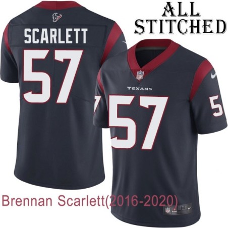 Navy Home Embroidered Brennan Scarlett Jersey Houston Texans #57 Stitched Jerseys