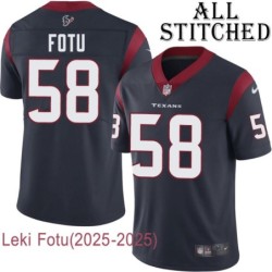 Navy Home Embroidered Leki Fotu Jersey Houston Texans #58 Stitched Jerseys
