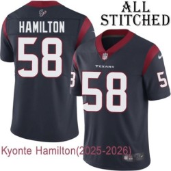 Navy Home Embroidered Kyonte Hamilton Jersey Houston Texans #58 Stitched Jerseys