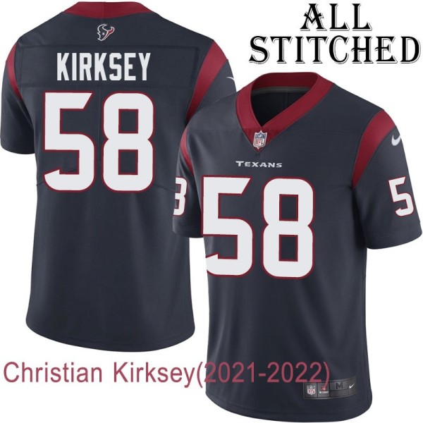 Navy Home Embroidered Christian Kirksey Jersey Houston Texans #58 Stitched Jerseys