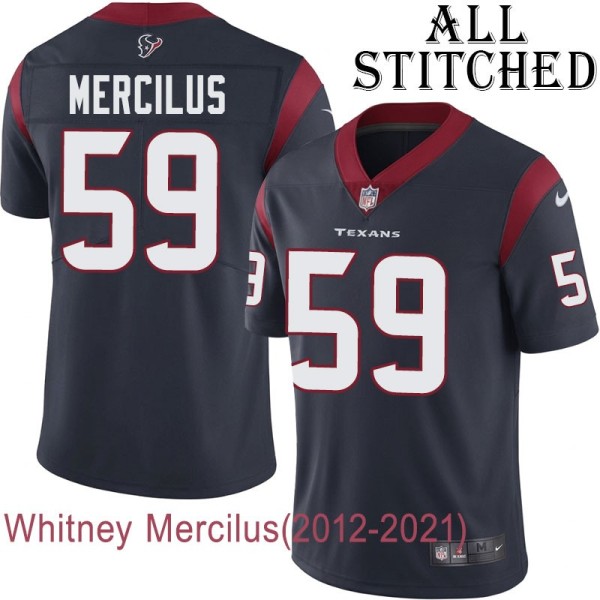 Navy Home Embroidered Whitney Mercilus Jersey Houston Texans #59 Stitched Jerseys