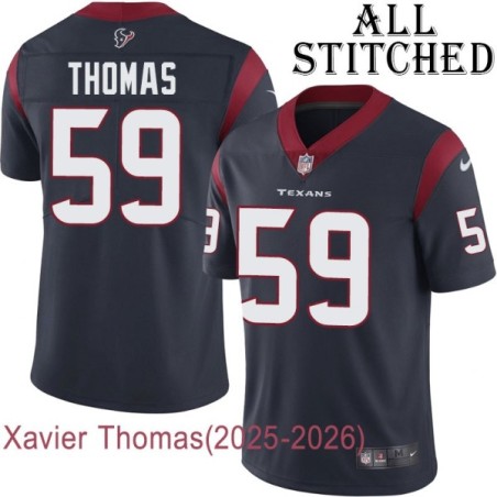 Navy Home Embroidered Xavier Thomas Jersey Houston Texans #59 Stitched Jerseys
