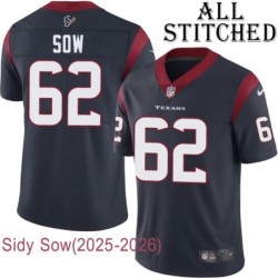 Navy Home Embroidered Sidy Sow Jersey Houston Texans #62 Stitched Jerseys