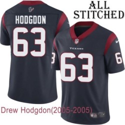 Navy Home Embroidered Drew Hodgdon Jersey Houston Texans #63 Stitched Jerseys