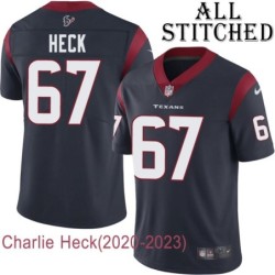 Navy Home Embroidered Charlie Heck Jersey Houston Texans #67 Stitched Jerseys