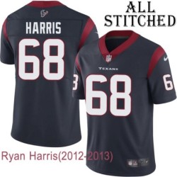 Navy Home Embroidered Ryan Harris Jersey Houston Texans #68 Stitched Jerseys