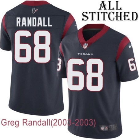 Navy Home Embroidered Greg Randall Jersey Houston Texans #68 Stitched Jerseys