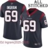 Navy Home Embroidered Ed Ingram Jersey Houston Texans #69 Stitched Jerseys