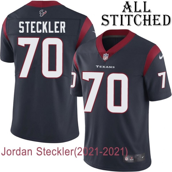 Navy Home Embroidered Jordan Steckler Jersey Houston Texans #70 Stitched Jerseys