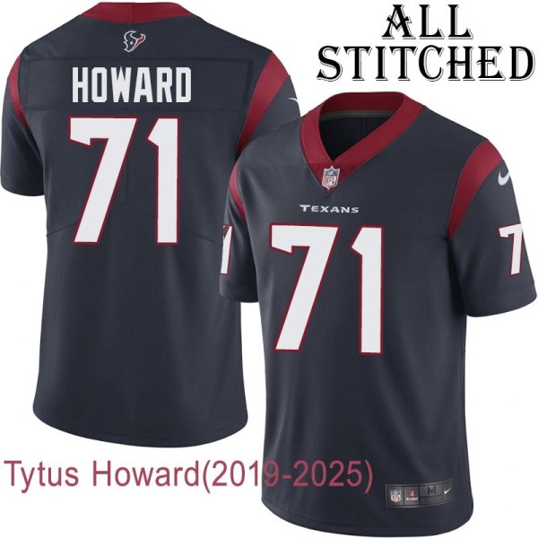 Navy Home Embroidered Tytus Howard Jersey Houston Texans #71 Stitched Jerseys