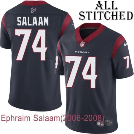 Navy Home Embroidered Ephraim Salaam Jersey Houston Texans #74 Stitched Jerseys