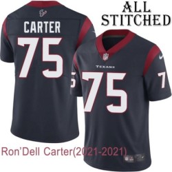 Navy Home Embroidered Ron'Dell Carter Jersey Houston Texans #75 Stitched Jerseys