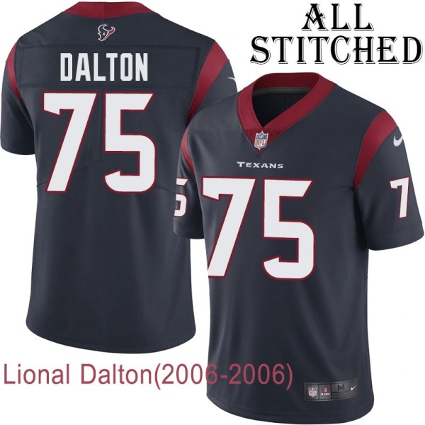 Navy Home Embroidered Lional Dalton Jersey Houston Texans #75 Stitched Jerseys