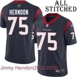 Navy Home Embroidered Jimmy Herndon Jersey Houston Texans #75 Stitched Jerseys
