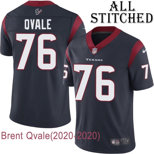 Navy Home Embroidered Brent Qvale Jersey Houston Texans #76 Stitched Jerseys