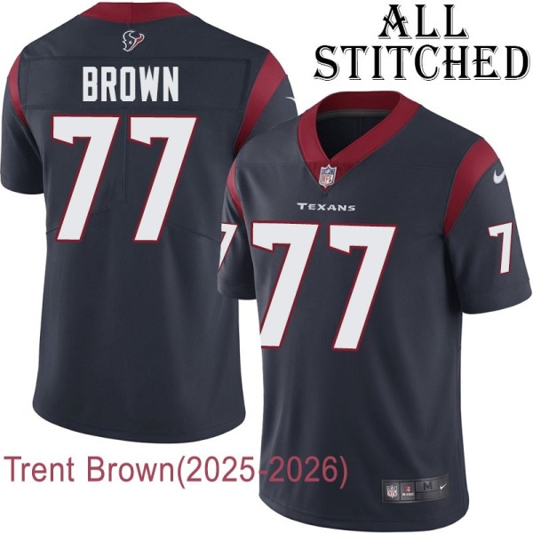 Navy Home Embroidered Trent Brown Jersey Houston Texans #77 Stitched Jerseys