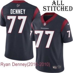 Navy Home Embroidered Ryan Denney Jersey Houston Texans #77 Stitched Jerseys