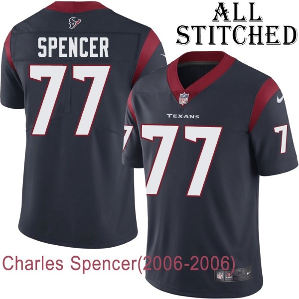 Navy Home Embroidered Charles Spencer Jersey Houston Texans #77 Stitched Jerseys
