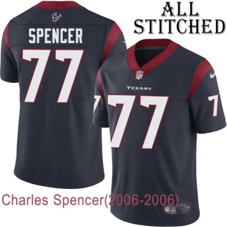 Navy Home Embroidered Charles Spencer Jersey Houston Texans #77 Stitched Jerseys