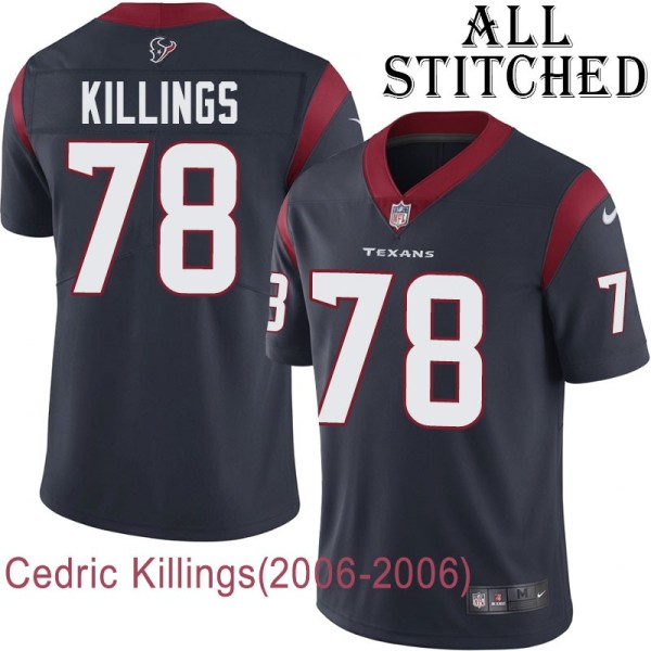Navy Home Embroidered Cedric Killings Jersey Houston Texans #78 Stitched Jerseys