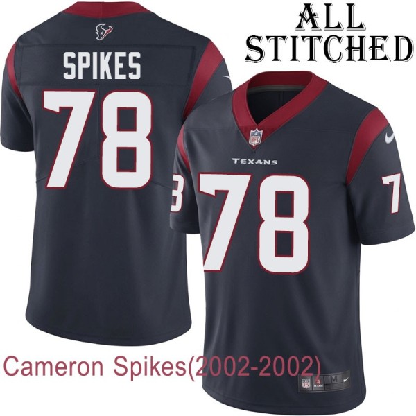 Navy Home Embroidered Cameron Spikes Jersey Houston Texans #78 Stitched Jerseys