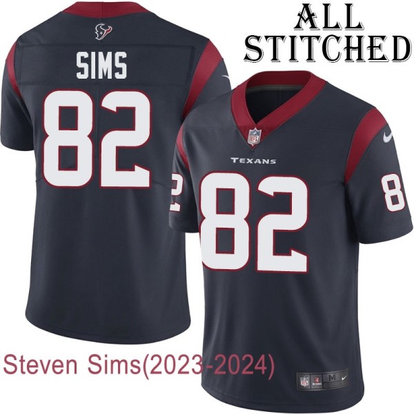 Navy Home Embroidered Steven Sims Jersey Houston Texans #82 Stitched Jerseys