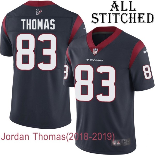 Navy Home Embroidered Jordan Thomas Jersey Houston Texans #83 Stitched Jerseys