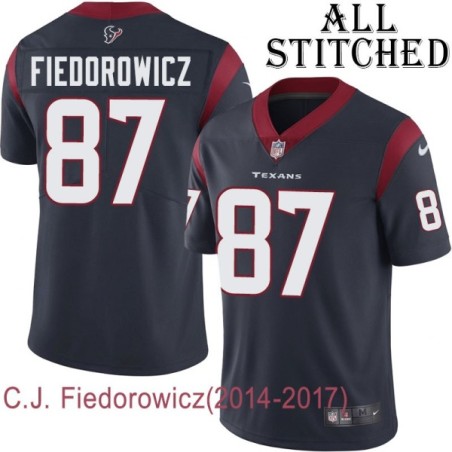 Navy Home Embroidered C.J. Fiedorowicz Jersey Houston Texans #87 Stitched Jerseys