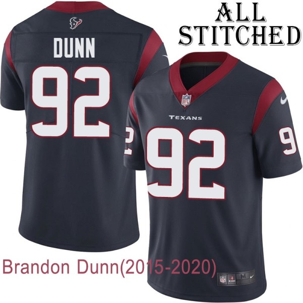 Navy Home Embroidered Brandon Dunn Jersey Houston Texans #92 Stitched Jerseys