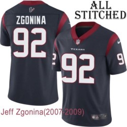 Navy Home Embroidered Jeff Zgonina Jersey Houston Texans #92 Stitched Jerseys