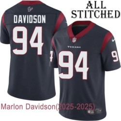 Navy Home Embroidered Marlon Davidson Jersey Houston Texans #94 Stitched Jerseys