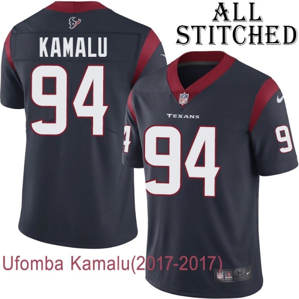 Navy Home Embroidered Ufomba Kamalu Jersey Houston Texans #94 Stitched Jerseys