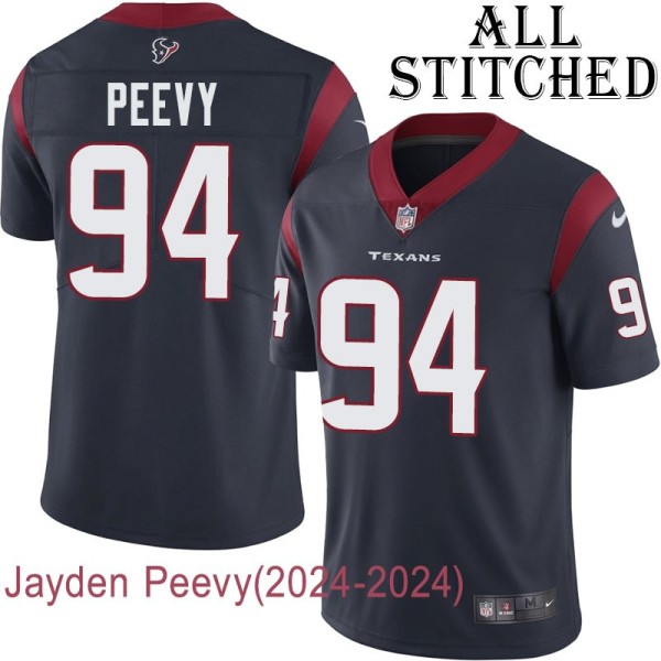 Navy Home Embroidered Jayden Peevy Jersey Houston Texans #94 Stitched Jerseys