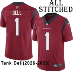 Red Embroidered Tank Dell Jersey Houston Texans #1 Stitched Jerseys