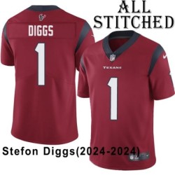 Red Embroidered Stefon Diggs Jersey Houston Texans #1 Stitched Jerseys