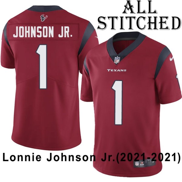 Red Embroidered Lonnie Johnson Jr. Jersey Houston Texans #1 Stitched Jerseys
