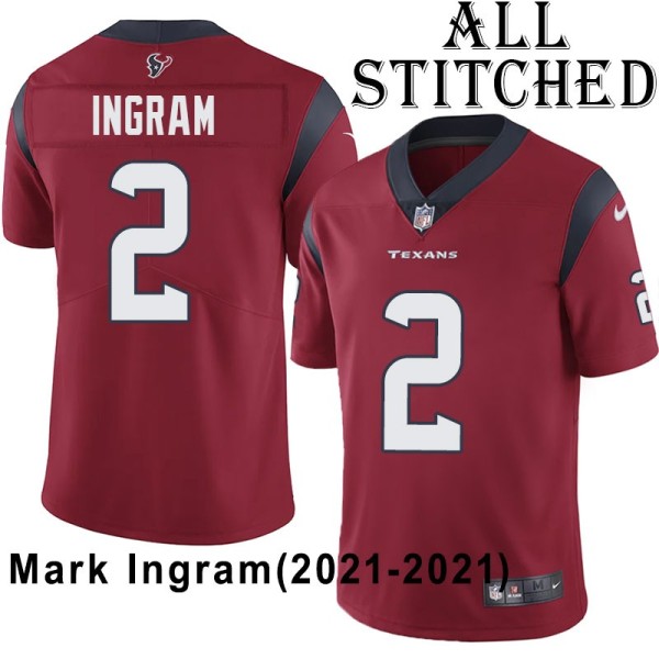 Red Embroidered Mark Ingram Jersey Houston Texans #2 Stitched Jerseys