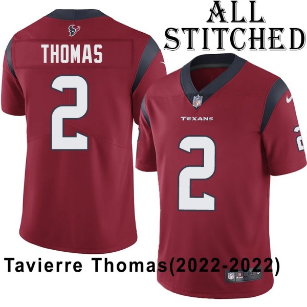 Red Embroidered Tavierre Thomas Jersey Houston Texans #2 Stitched Jerseys