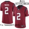Red Embroidered T.J. Yates Jersey Houston Texans #2 Stitched Jerseys